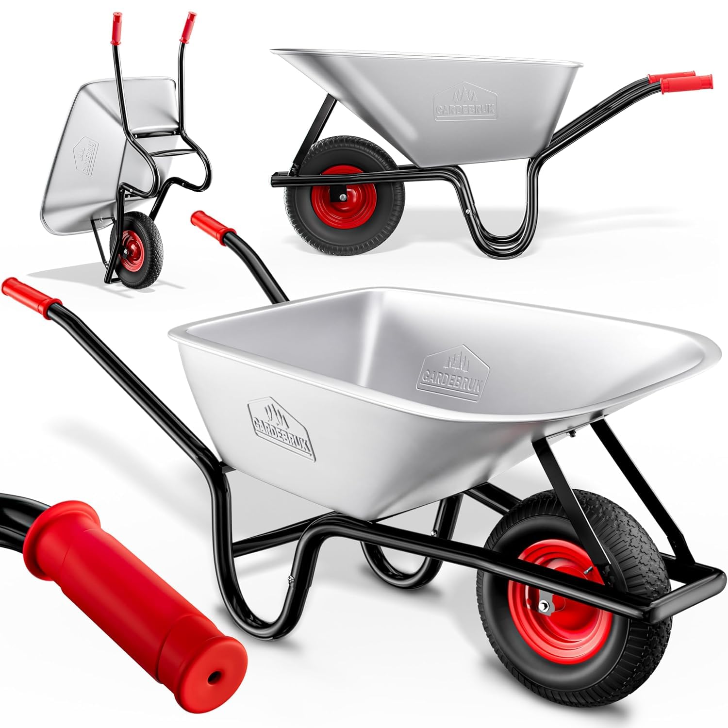 GARDEBRUK® Wheelbarrow | 100L Capacity | Load Up To 250KG | Home Garden Trolley...