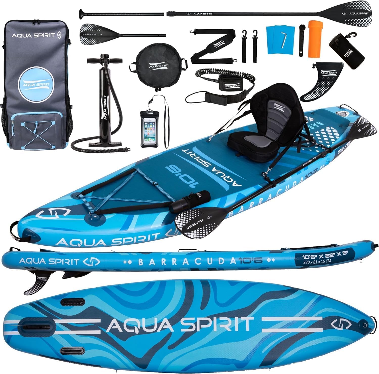 Aqua Spirit Barracuda ISUP/Kayak Inflatable Stand...