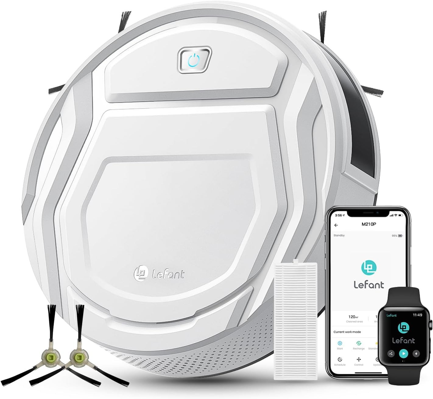 Lefant M210 Robot Vacuum Cleaner, 2200Pa Strong Suction, 7.8cm Thin 28cm DIA, Au...