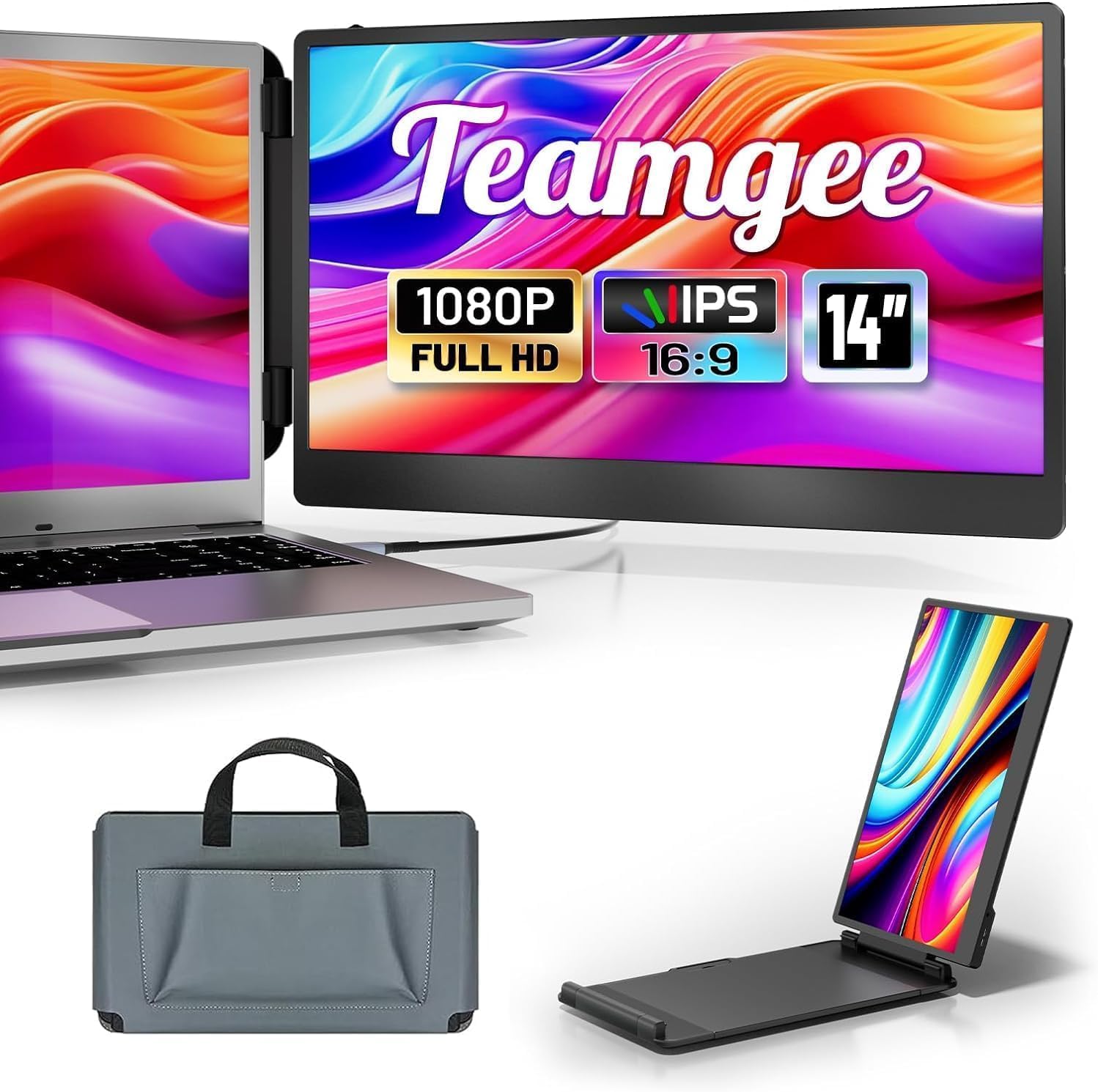Teamgee Laptop Screen Extender, 14" FHD 1080P IPS Portable Monitor for Laptop, B...