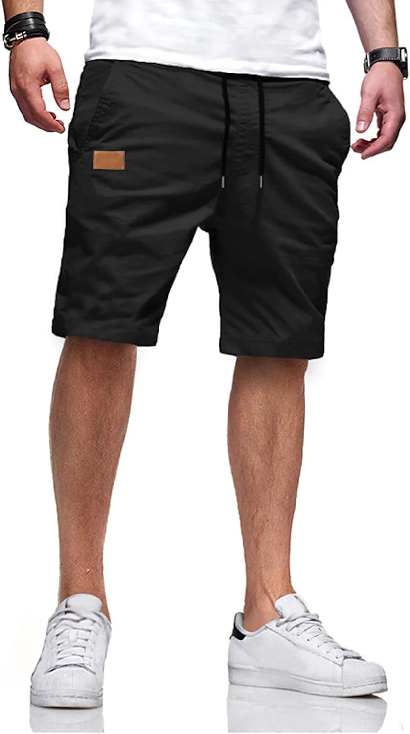 JMIERR Mens Casual Shorts - Cotton Drawstring Summer Beach Stretch Twill Chino G...