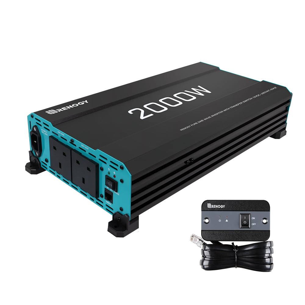 Renogy 2000W Pure Sine Wave Inverter, 4000W Peak 12V DC to 240V AC Power Convert...