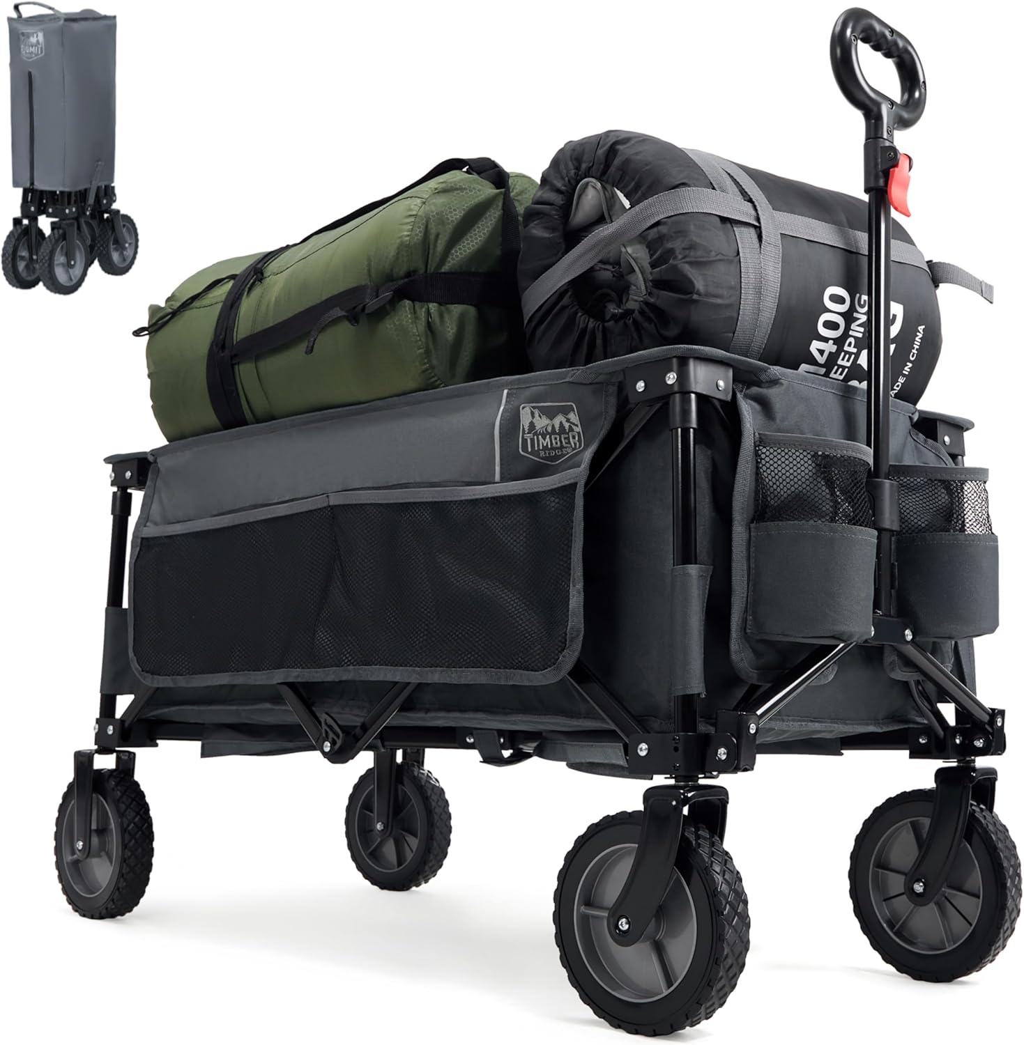 TIMBER RIDGE Festival Trolley on Wheels with Adjustable Handle, 135L Collapsible...