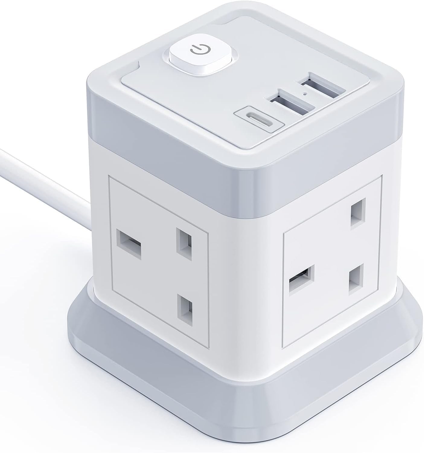 Extension Lead Cube with USB, BEVA 4 Way Power Strip with 3 USB Ports, Desktop P...