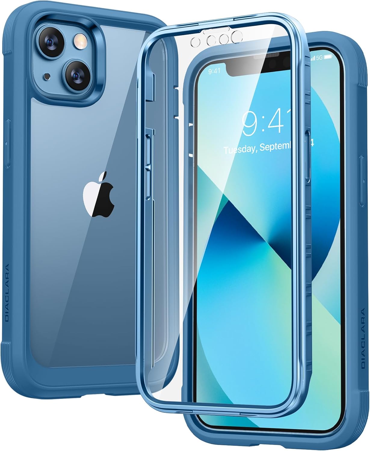 Diaclara Compatible with iPhone 13 Case, 360° Full Body with Built-in Screen Pro...