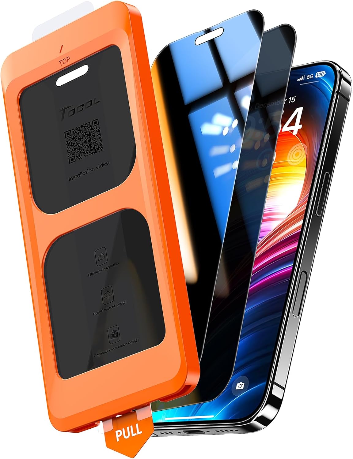 High-Quality TOCOL 2 Pack for iPhone 16, Premium Privacy Screen Protector for 6....