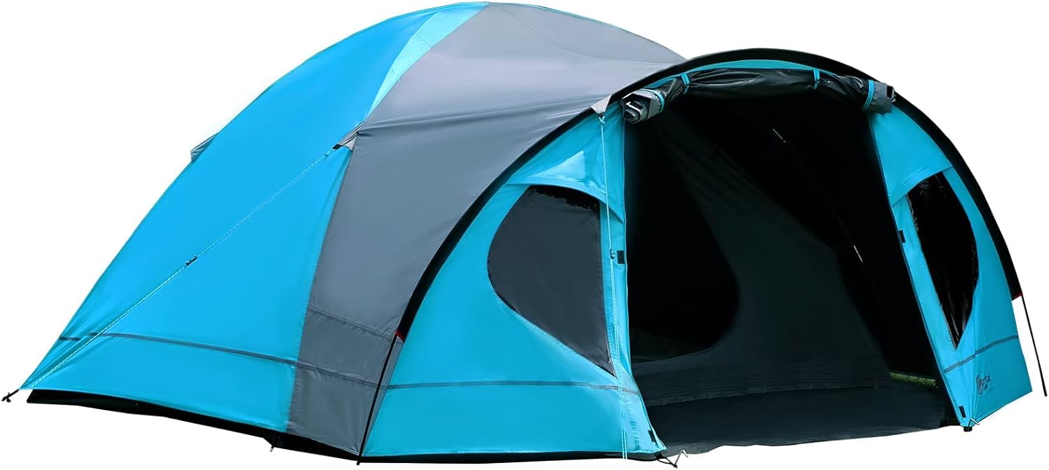 Portal 3-4 Man Tent with Porch, Camping Tent for 3 to 4 Persons with Sewn-in Gro...