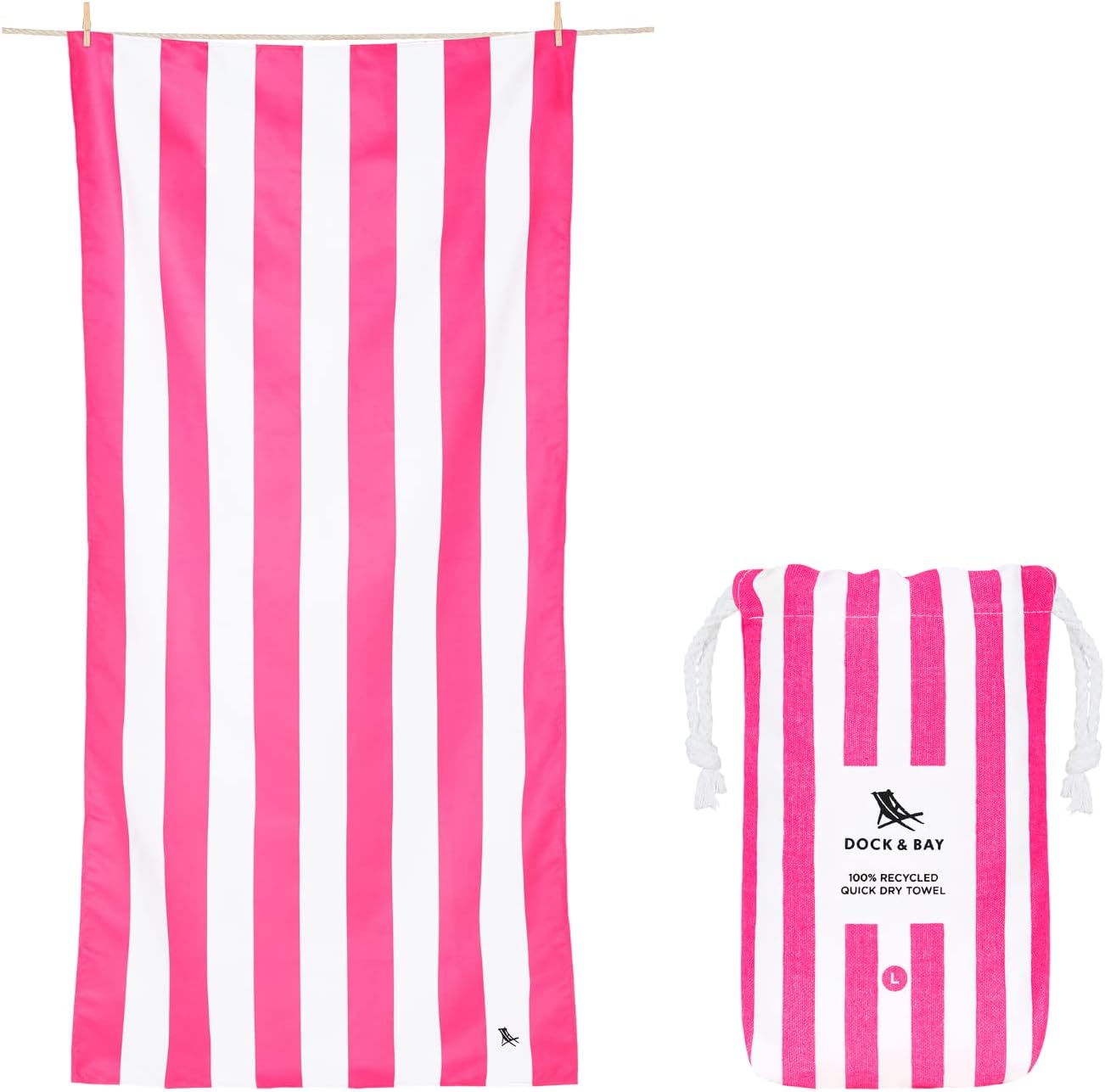 Dock & Bay Beach Towel - Quick Dry, Sand Free - Compact, Lightweight - 100% Recy...