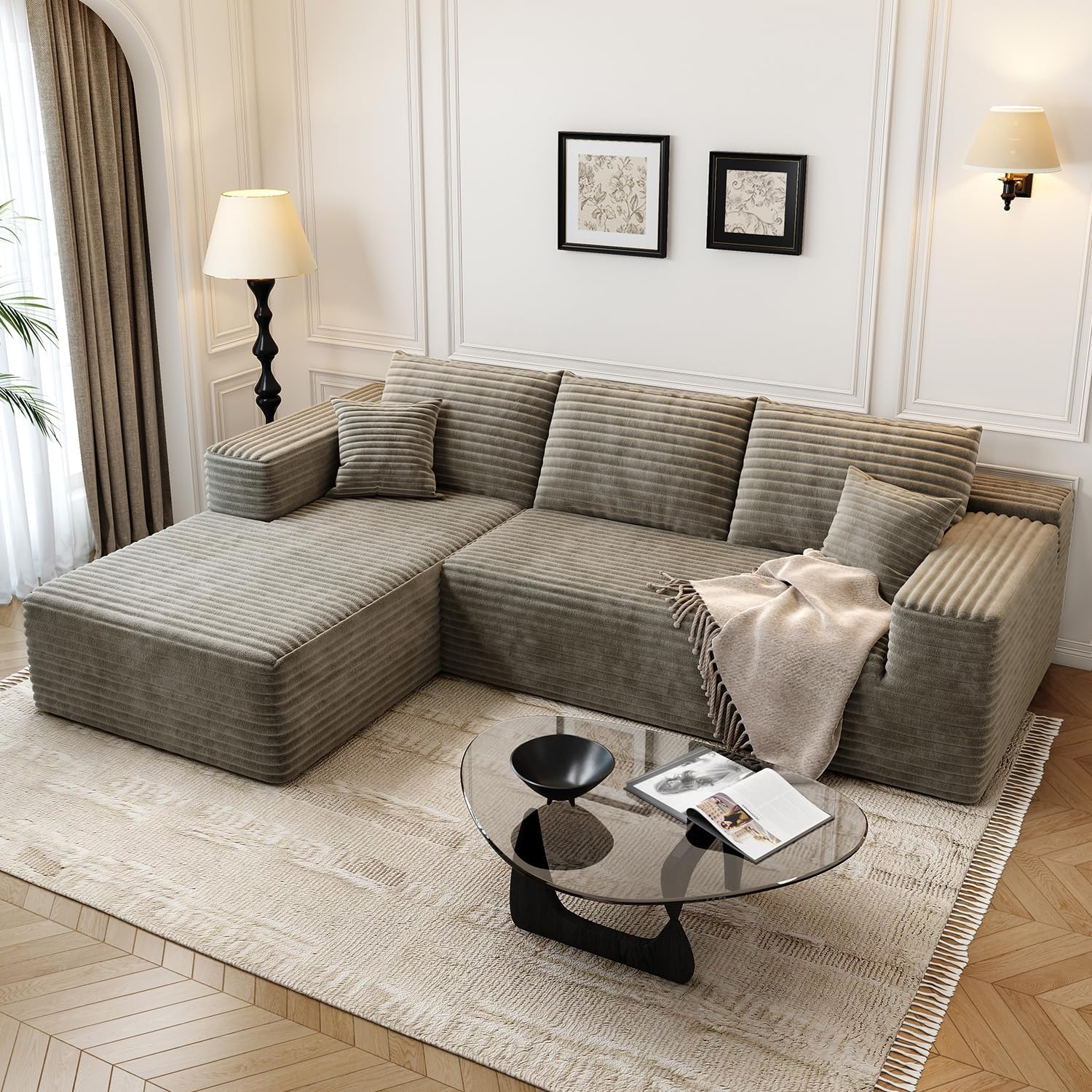 107.5" Cloud Modular Sectional Sofa Couch with L-Shape Chaise,Modern Minimalist...