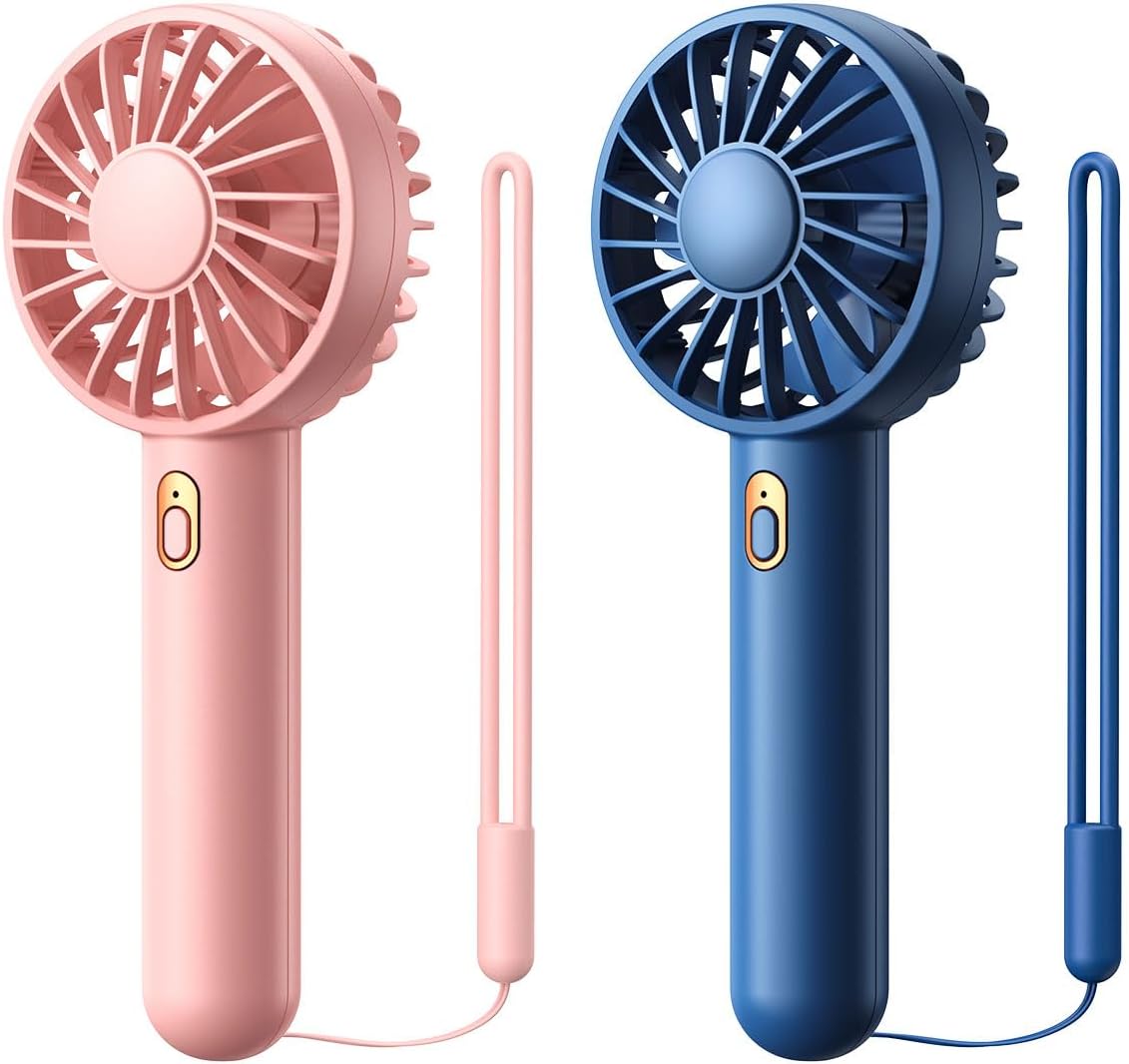 Warmco 2 Pack Mini Portable Handheld Fan, USB Rechargeable 3 Speed Personal Smal...