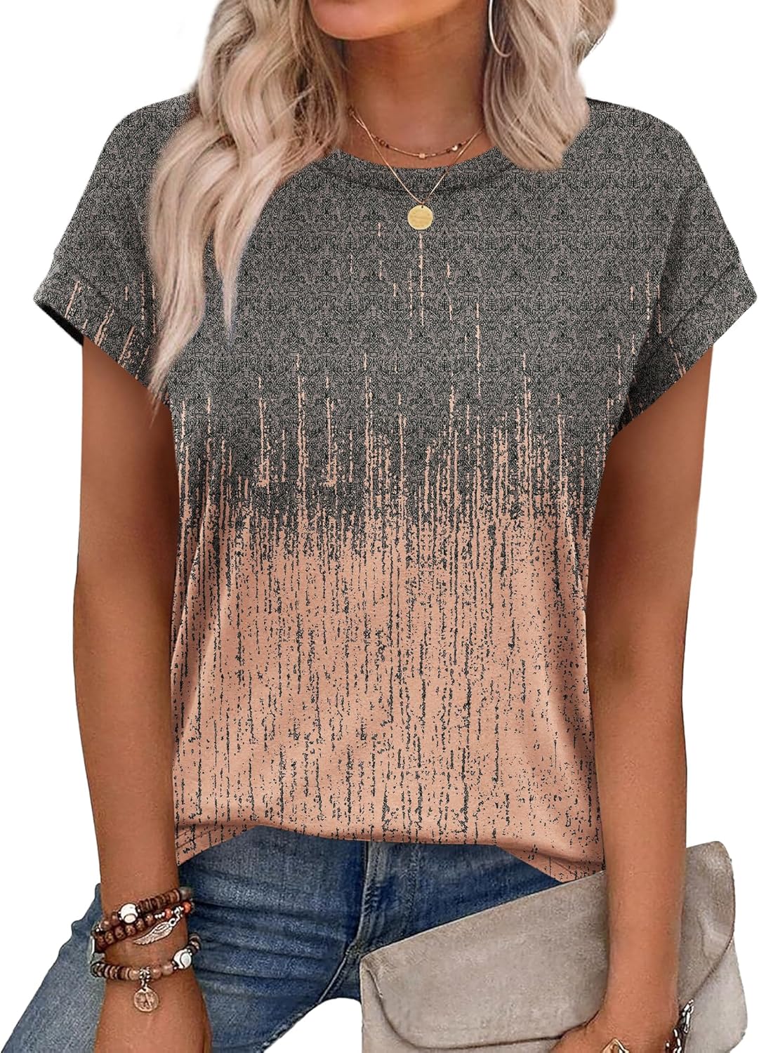 Alaroo Women's Summer Tops, Special Short Sleeve Shirts, Unique Crew Neck Cute T...