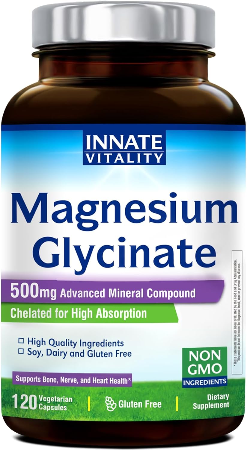 Innate Vitality Magnesium Glycinate 500mg | 70mg Elemental Magnesium Supplement-...