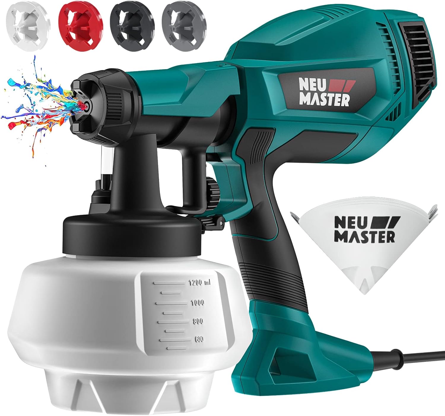 NEU MASTER Upgraded Paint Sprayer - Fence Paint Sprayers [500W/1200ml/4 Nozzles/...