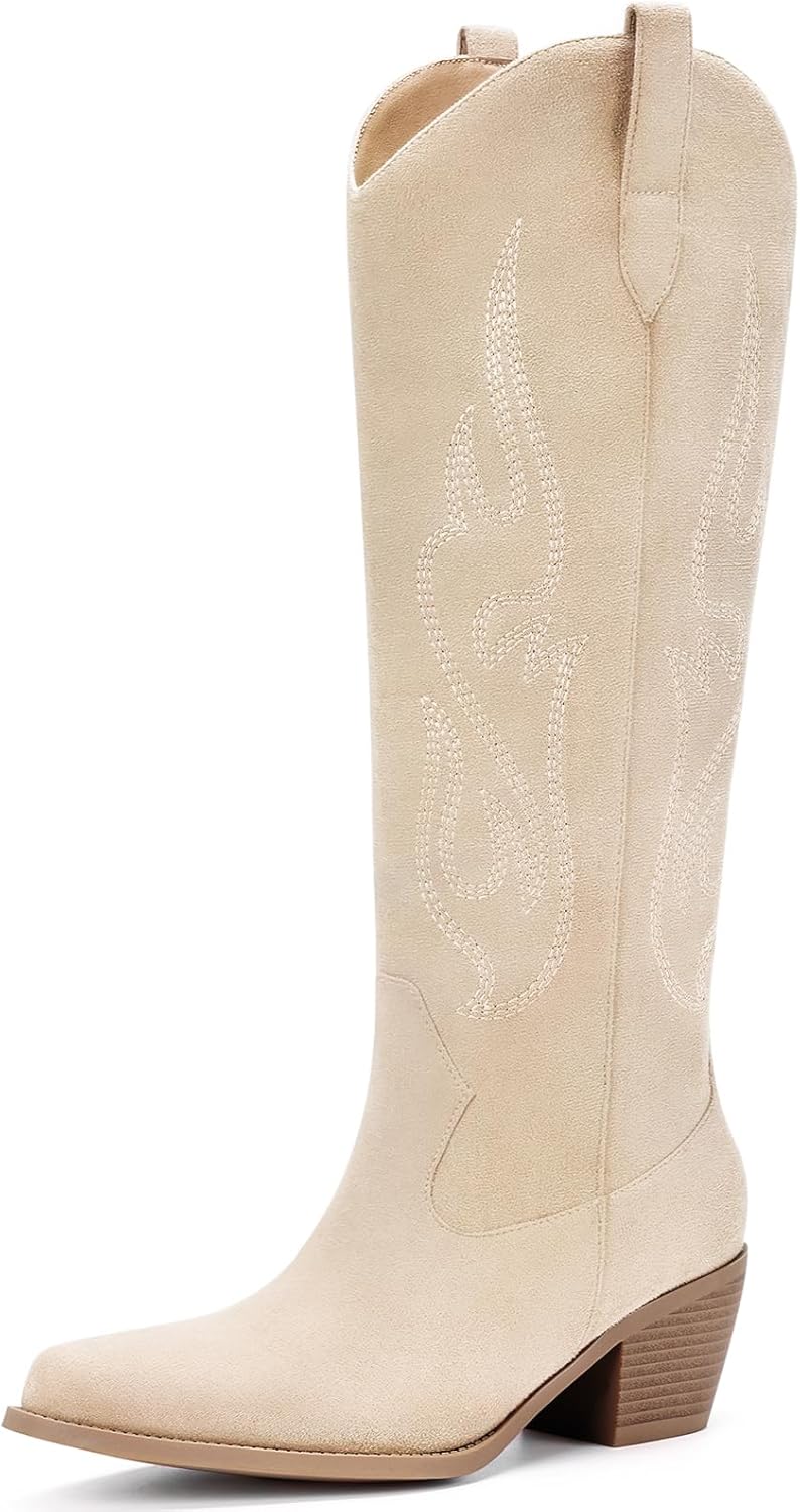 Pasuot Western Cowboy Boots, Special Knee High Wide Calf Cowgirl Boots, Innovati...