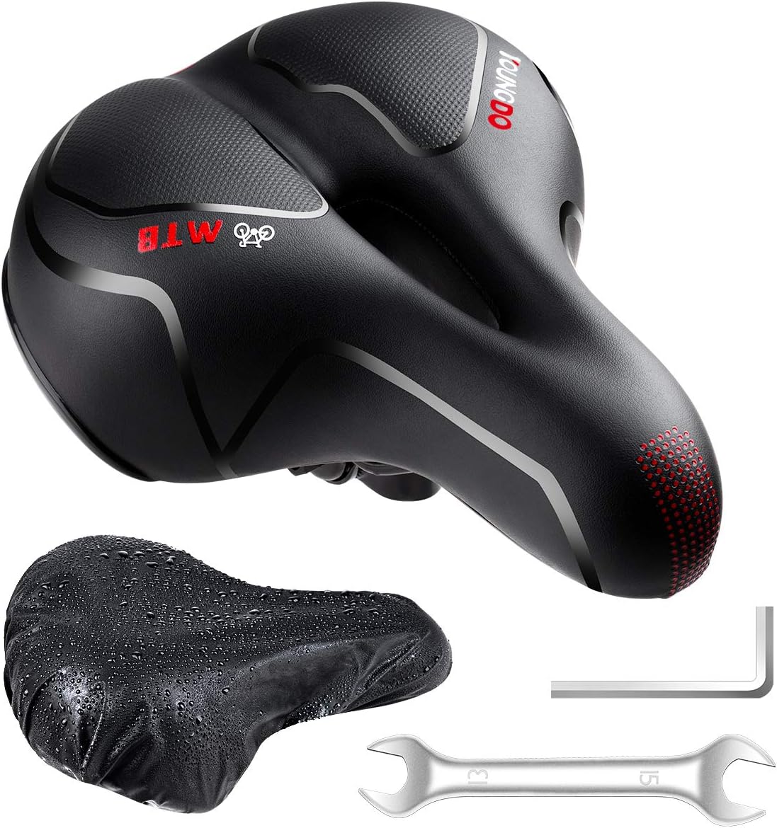 YOUNGDO Bicycle Saddle, Gel Bicycle Seat, Soft, Comfortable, Breathable, Shock-A...
