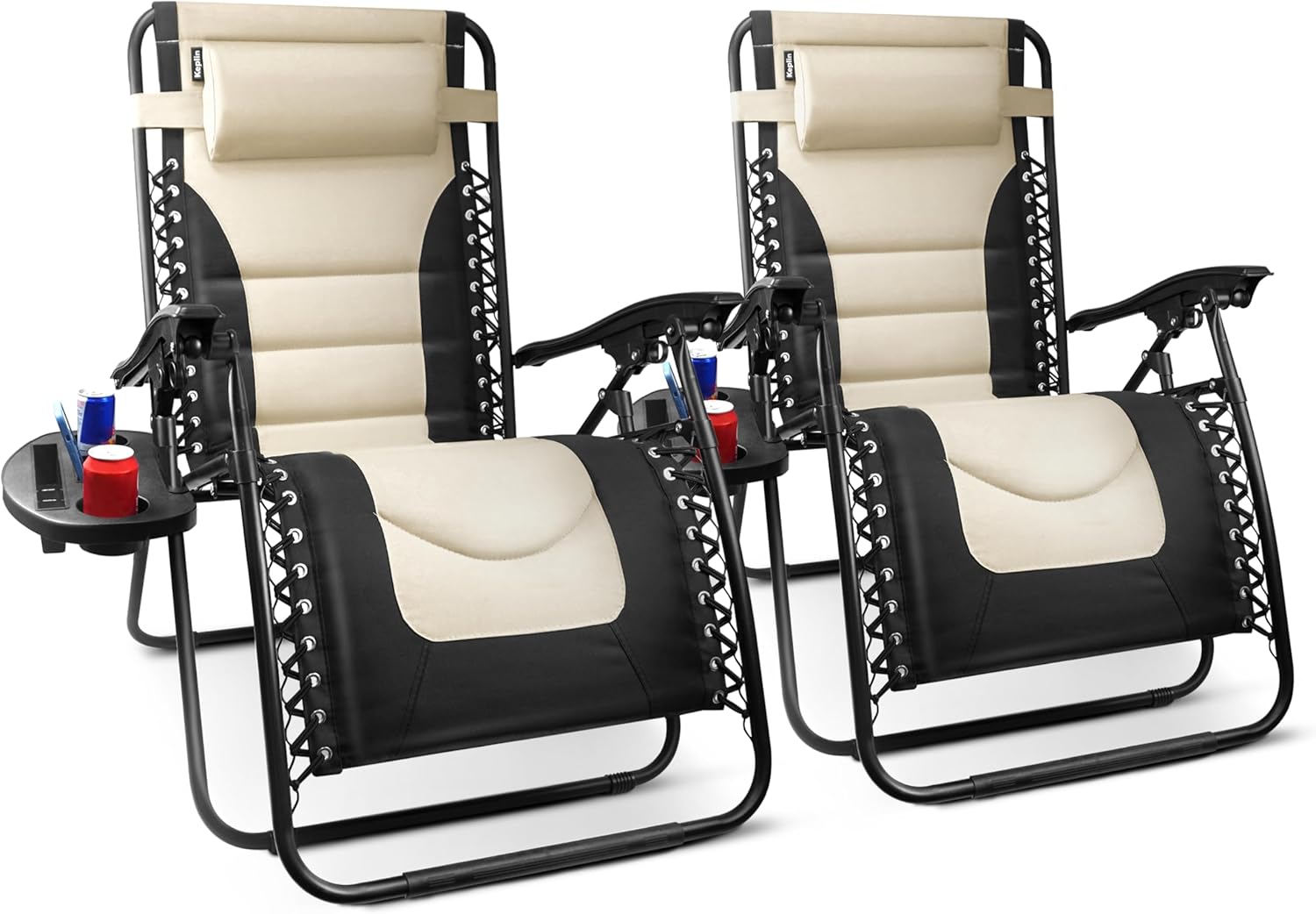KEPLIN Set of 2 XXL Premium Heavy Duty Padded Zero Gravity Chairs - Luxurious Ga...