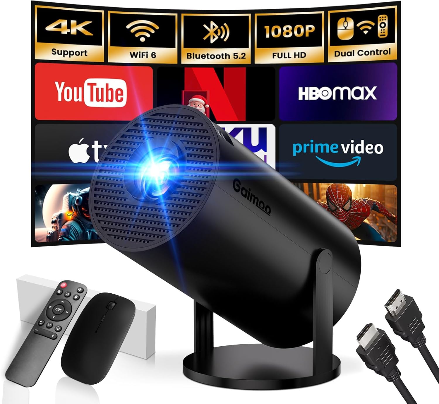 2025 Mini Projector, Innovative Portable Projector with 1080P FHD and 4K Support...