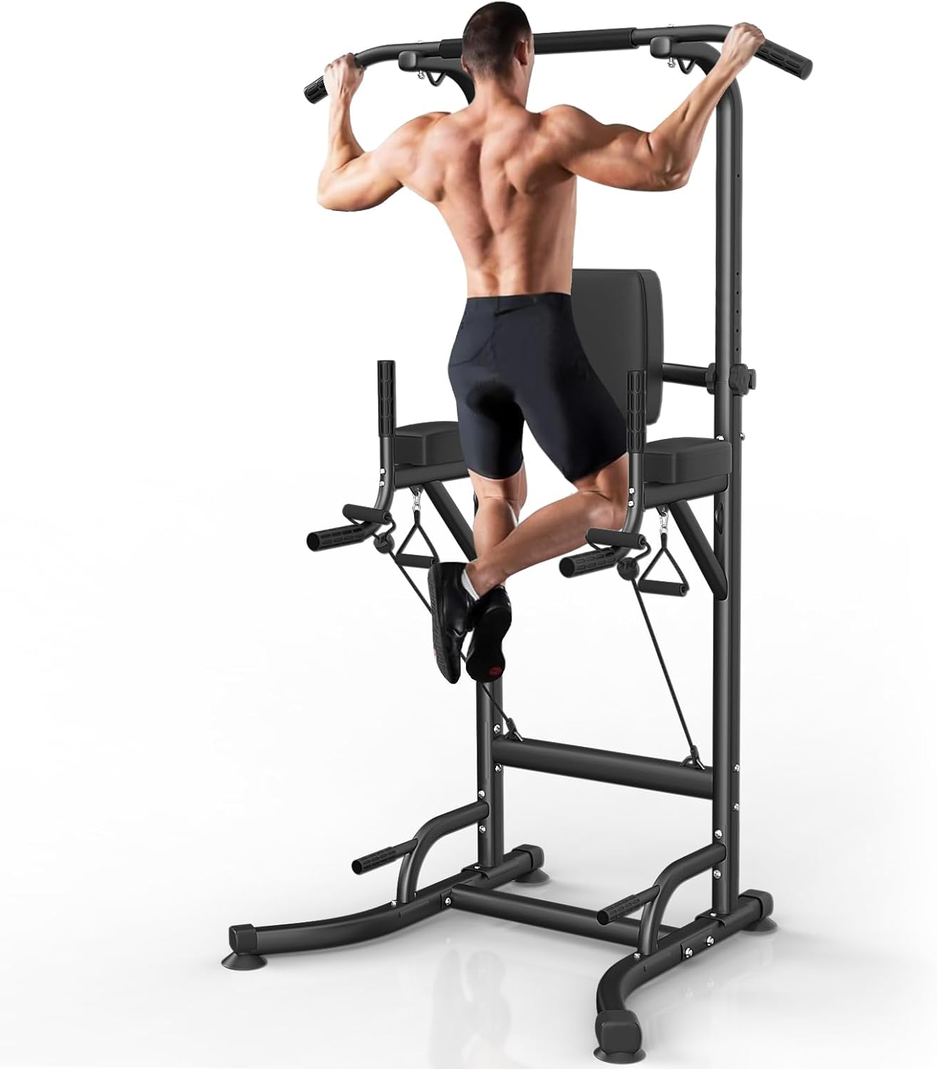 Dskeuzeew Power Tower Dip Station Pull Up Bar, Adjustable Height Multi-Function...