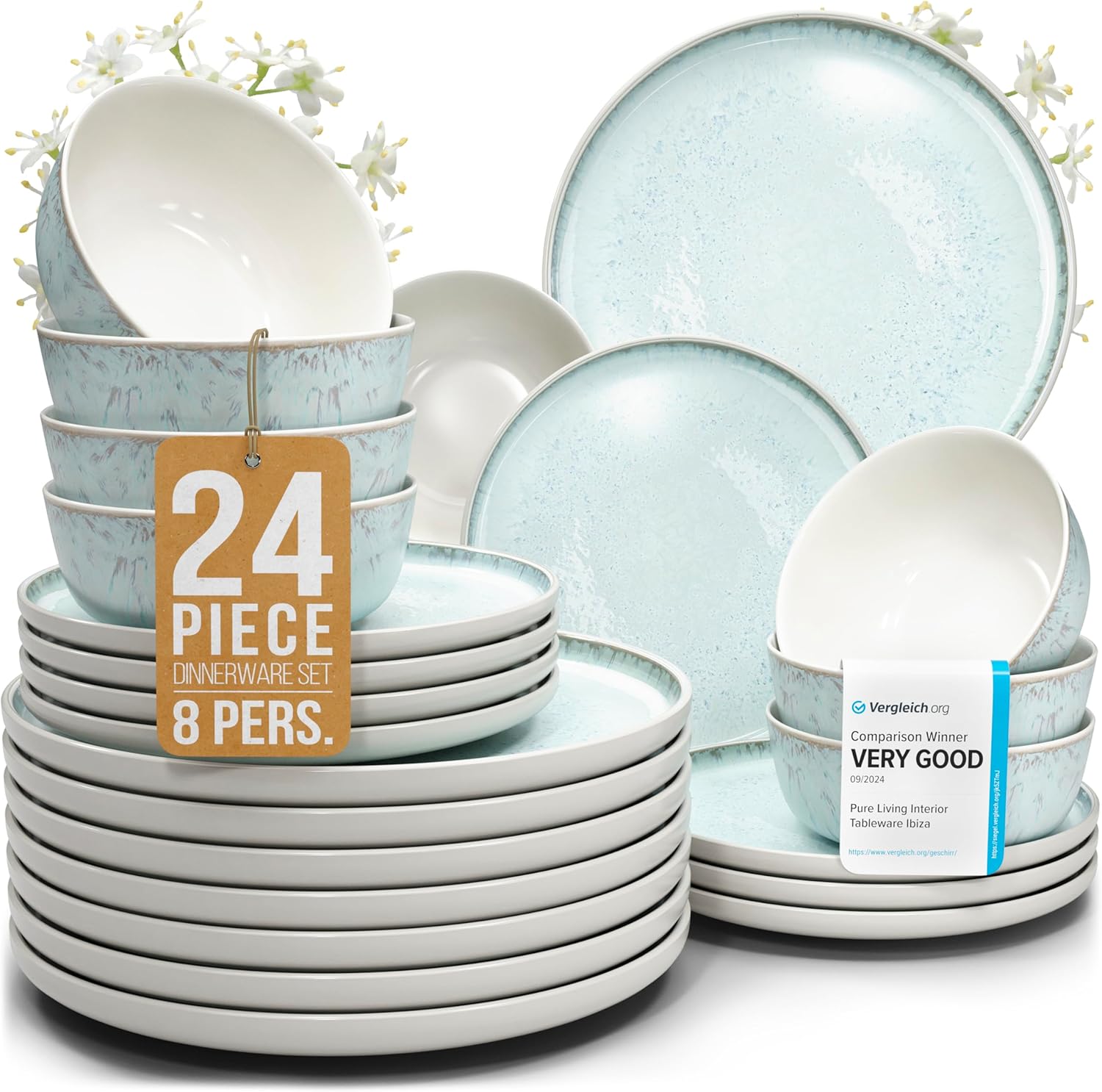 Modern Style Dinnerware Set, Special 24 Piece Stoneware Dinnerware Set, Innovati...