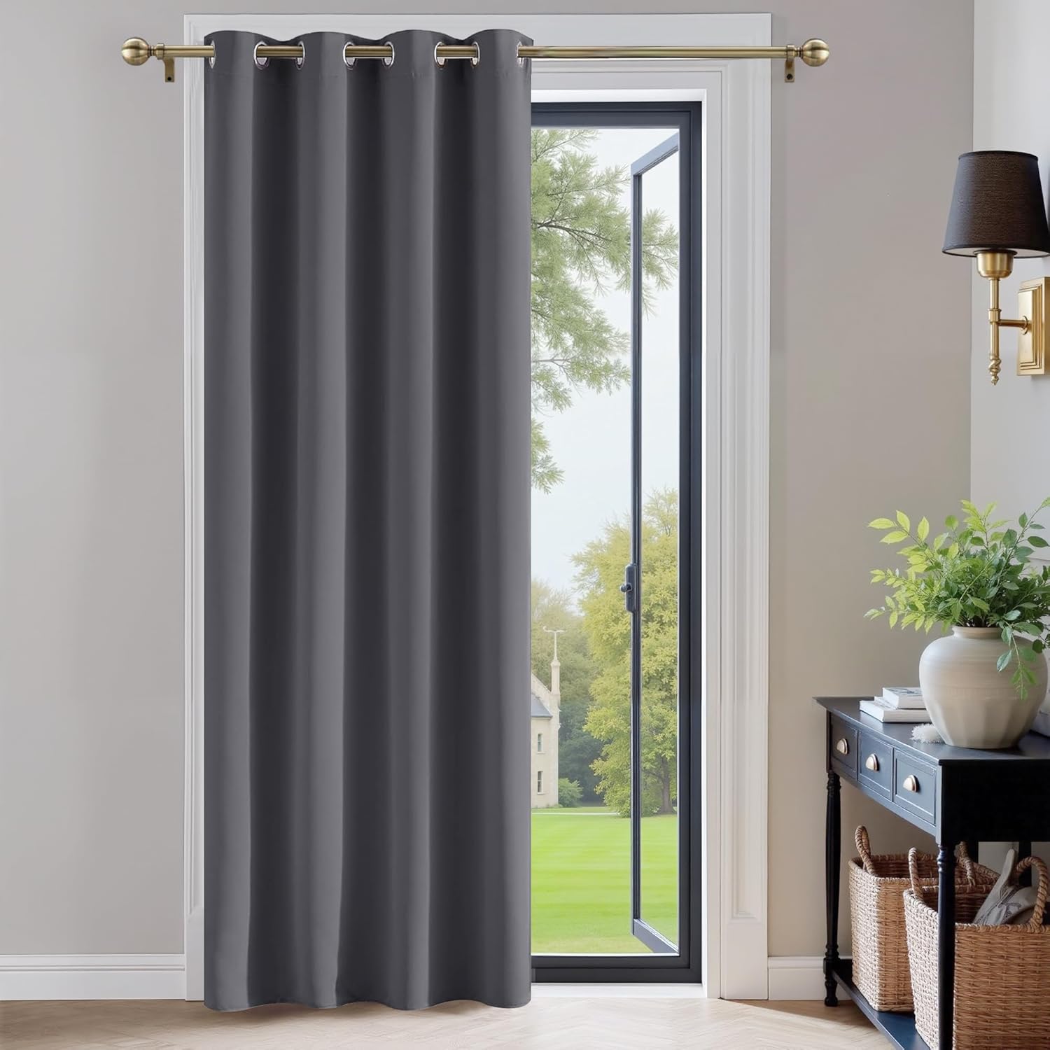 PONY DANCE Door Curtain Thermal - 1 Panel Blackout Curtains for Living Room Bedr...