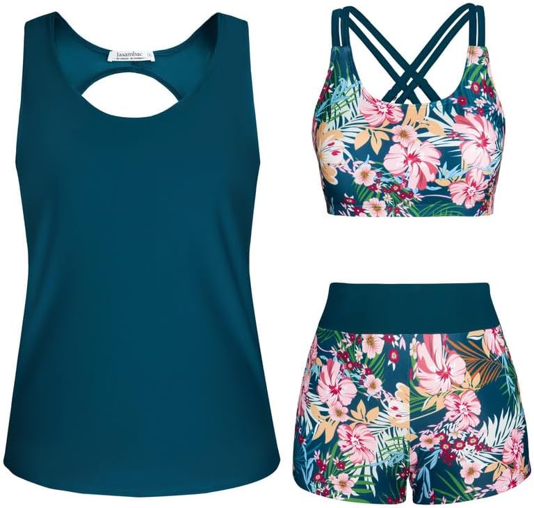 Unique JASAMBAC 3 Piece Tankini Swimsuit, Special Swimwear Set Featuring Tank To...