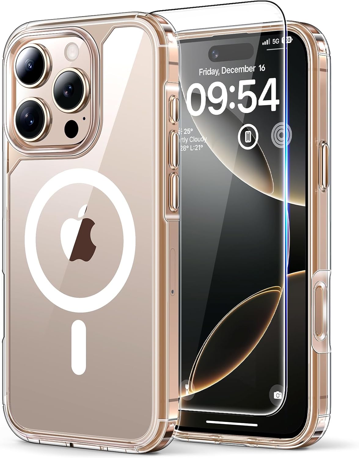 TAURI Magnetic for iPhone 16 Pro Case, and HD Screen Protector, [Not-Yellowing]...