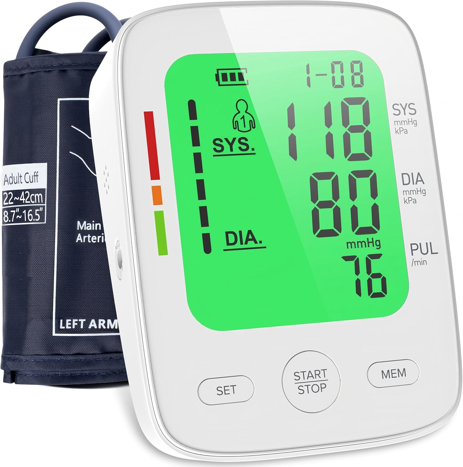 Medical Blood Pressure Machine for Home Use, Upper Arm 22-42cm Large Cuff Blood...