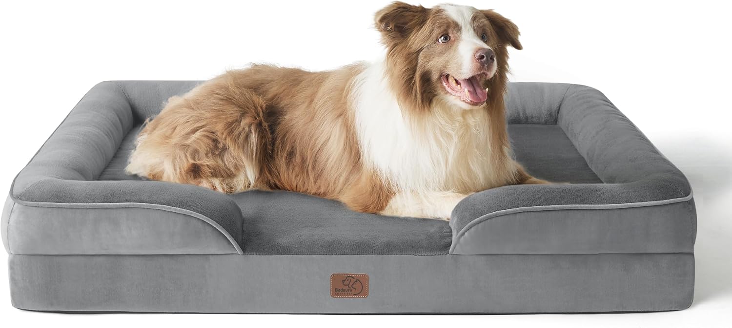 Bedsure Large Dog Bed Sofa - Washable Orthopedic Dog Beds and Couch with Removab...
