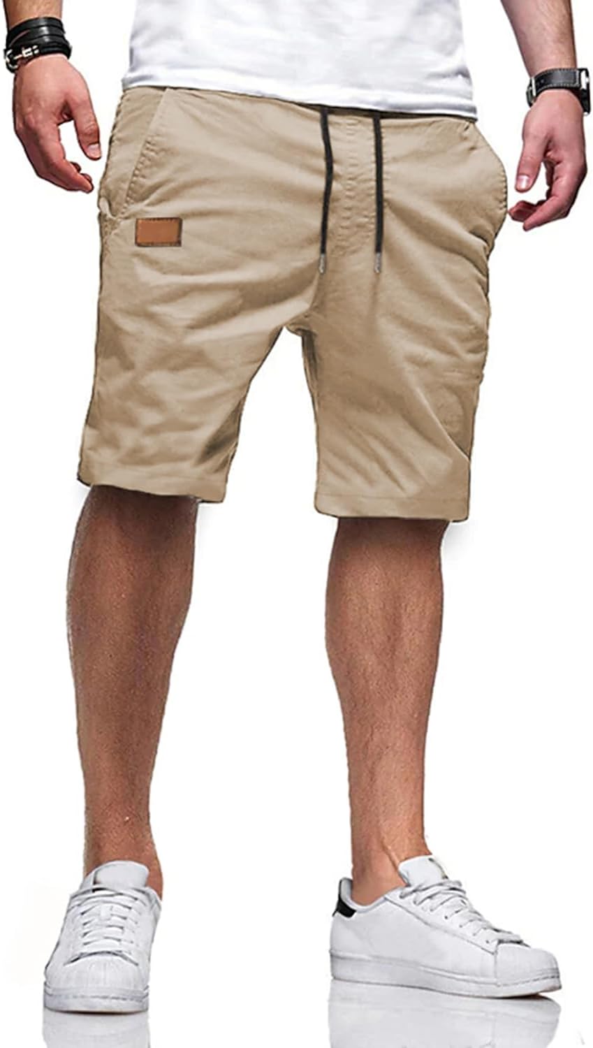 JMIERR Mens Casual Shorts - Cotton Drawstring Summer Beach Stretch Twill Chino G...