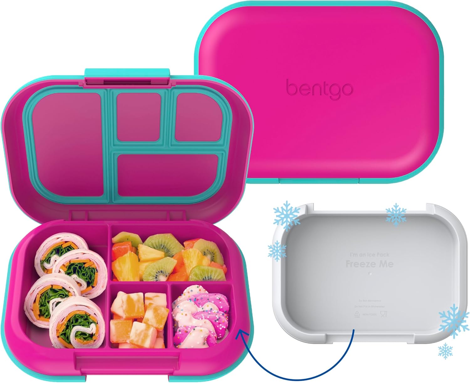 Bentgo Chill Kids Leak-Proof Lunch Box - 4-Compartment Bento Box with Built-In I...