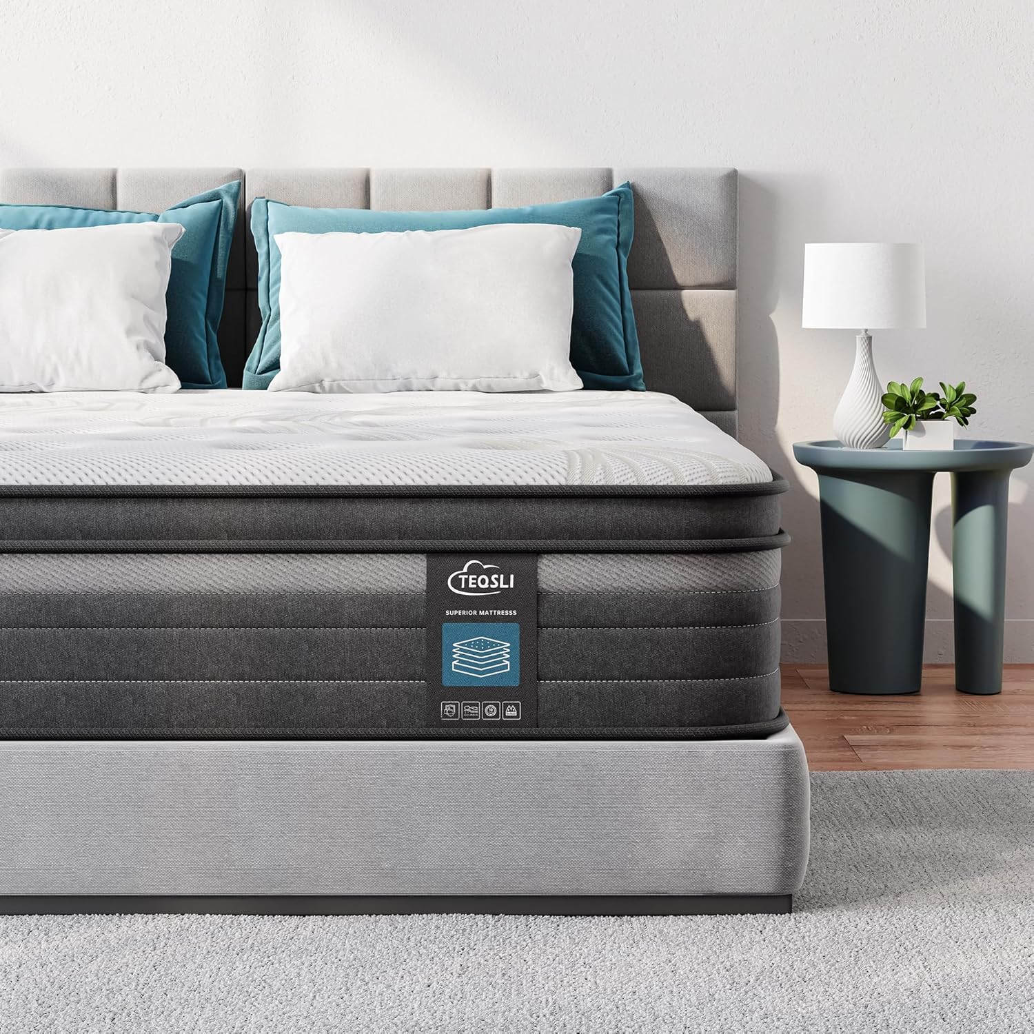 TeQsli Gel Memory Foam Mattress, High-Quality Pocket Sprung Small Double Mattres...