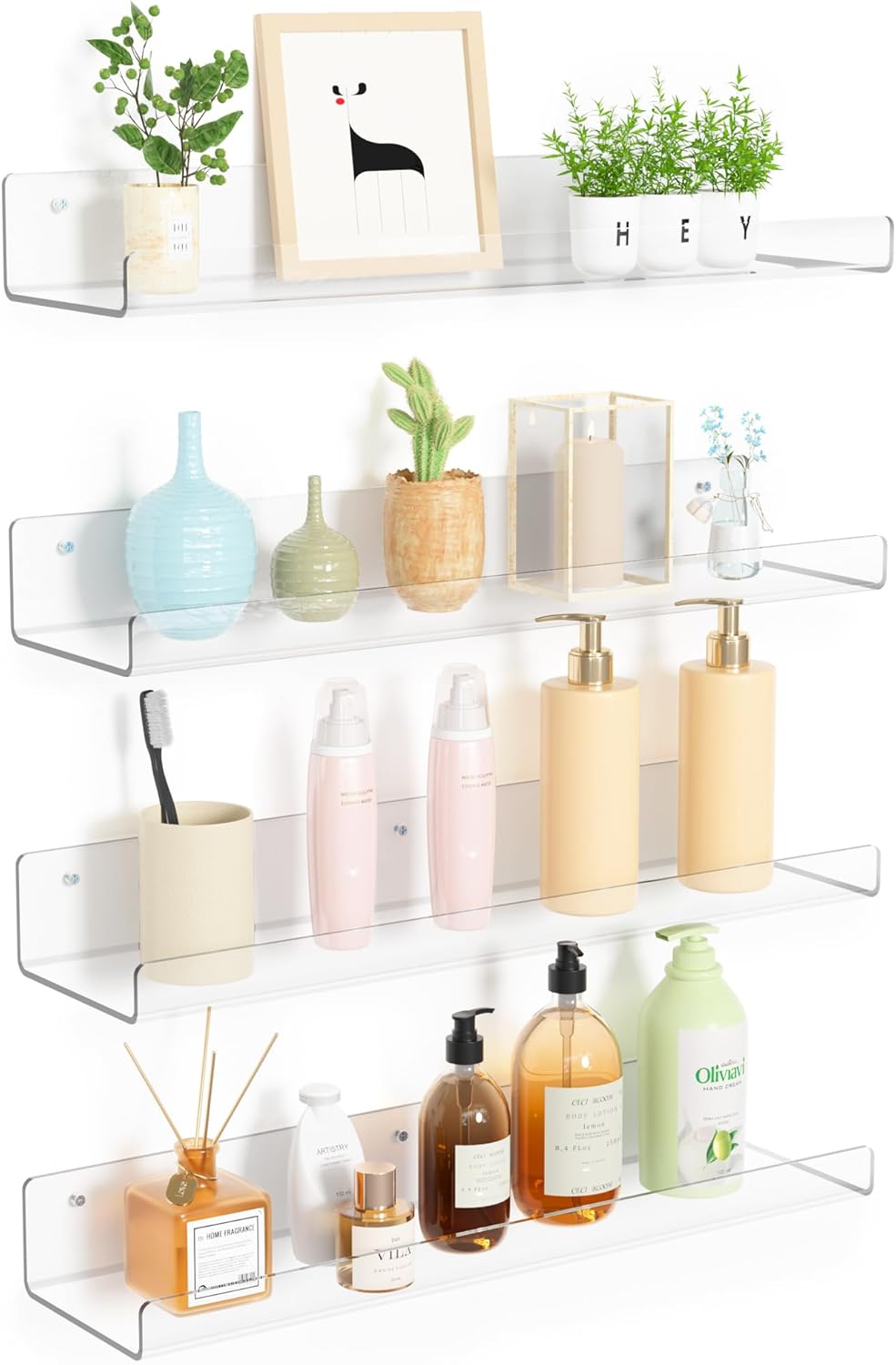 upsimples 4 Pack Acrylic Shelves for Wall Storage,...