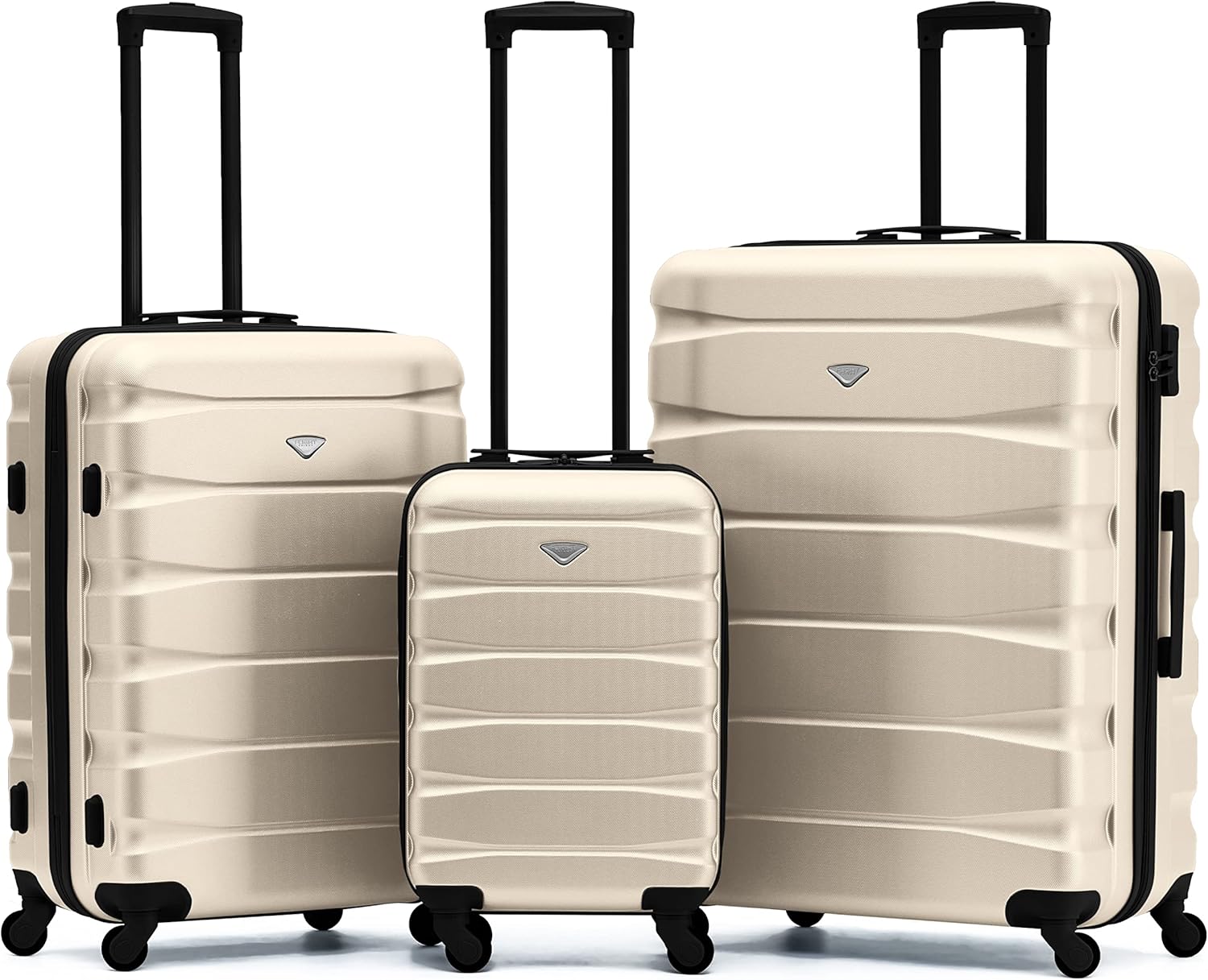 Flight Knight Set of 3 Lightweight 4 Wheel ABS Hard Case Suitcases Cabin & Hold...