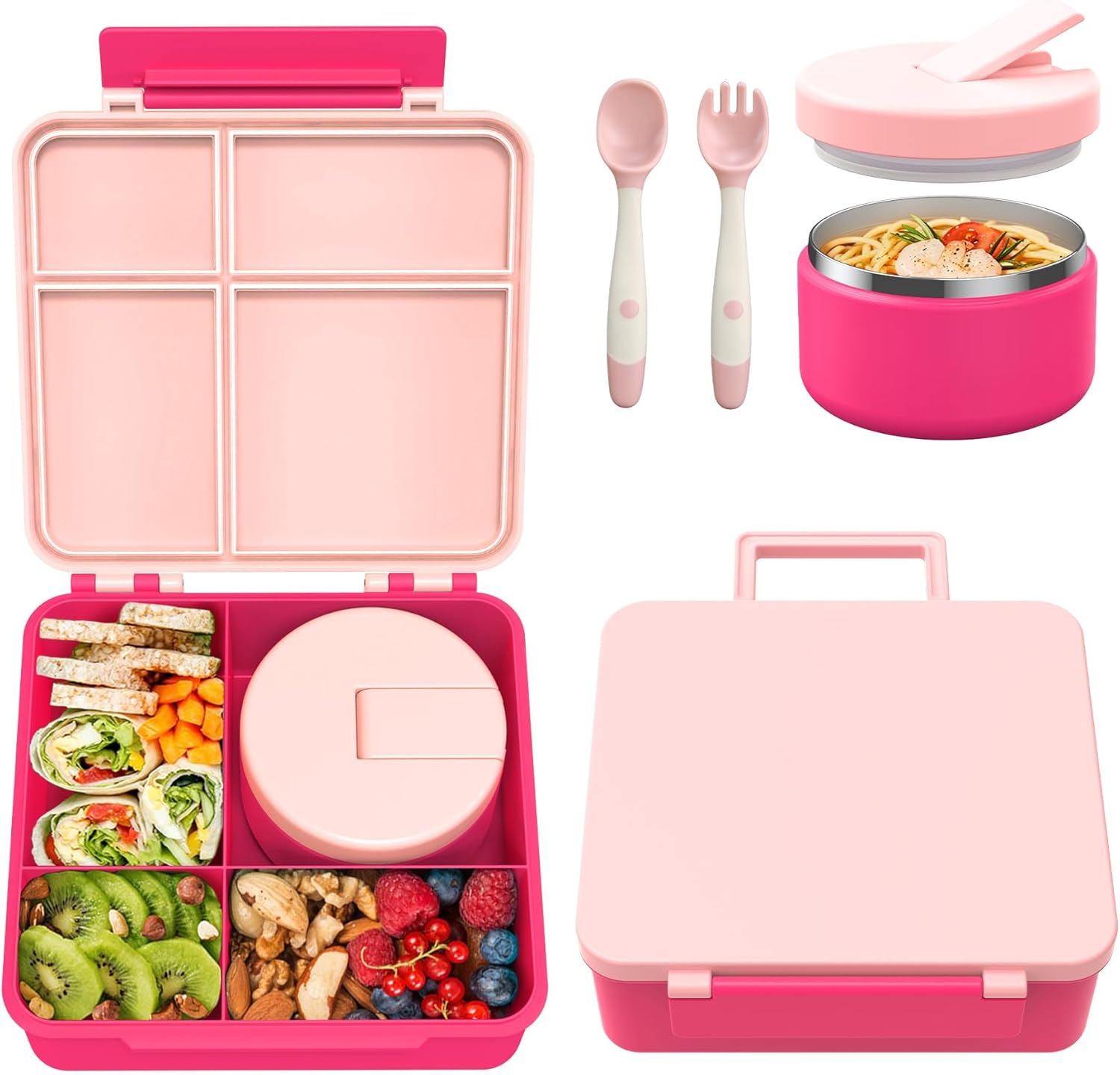Bento Lunch Box with 8oz Soup Thermo, Kids Leakproof Lunch Food Containers with...