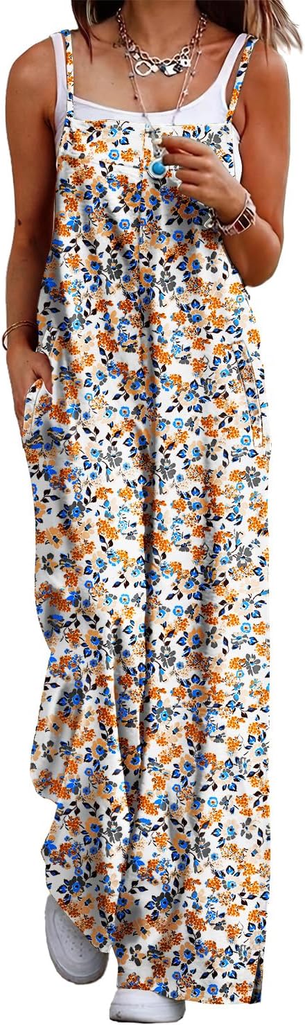 YESNO Women's Summer Boho Casual Jumpsuits Wide Leg Overalls Floral Print Baggy...