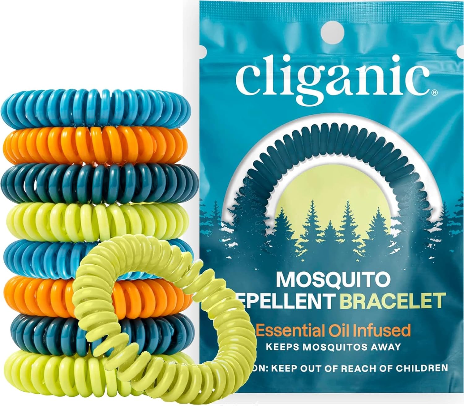 Cliganic 10 Pack Mosquito Repellent Bracelets for Adults & Kids - Natural DEET-F...