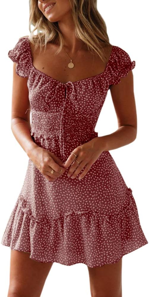 Charming YOBECHO Women's Dress, Unique Summer Ruffle Sleeve Dress, Sweetheart Ne...