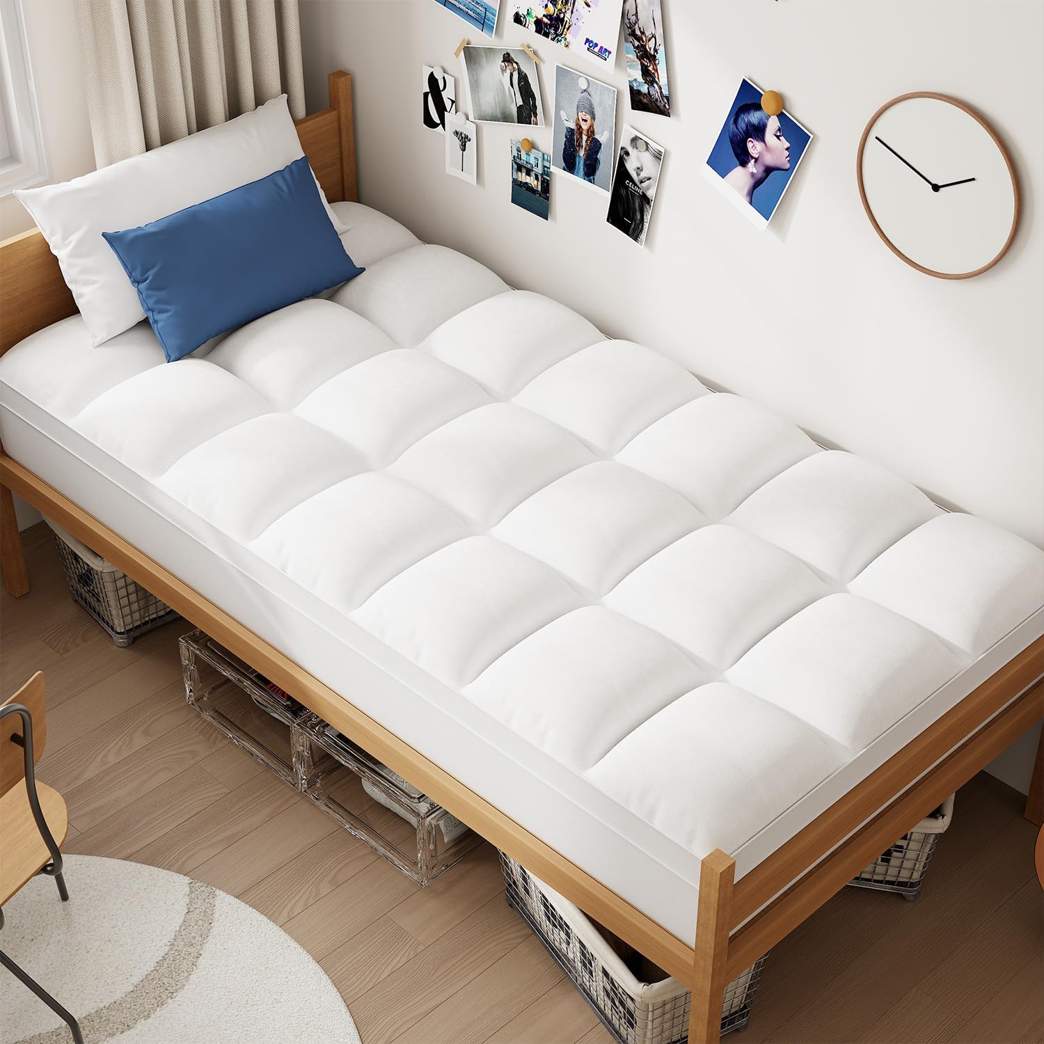 ELEMUSE Twin XL Mattress Topper, Special Mattress Pad Cover for College Dorm, Hi...