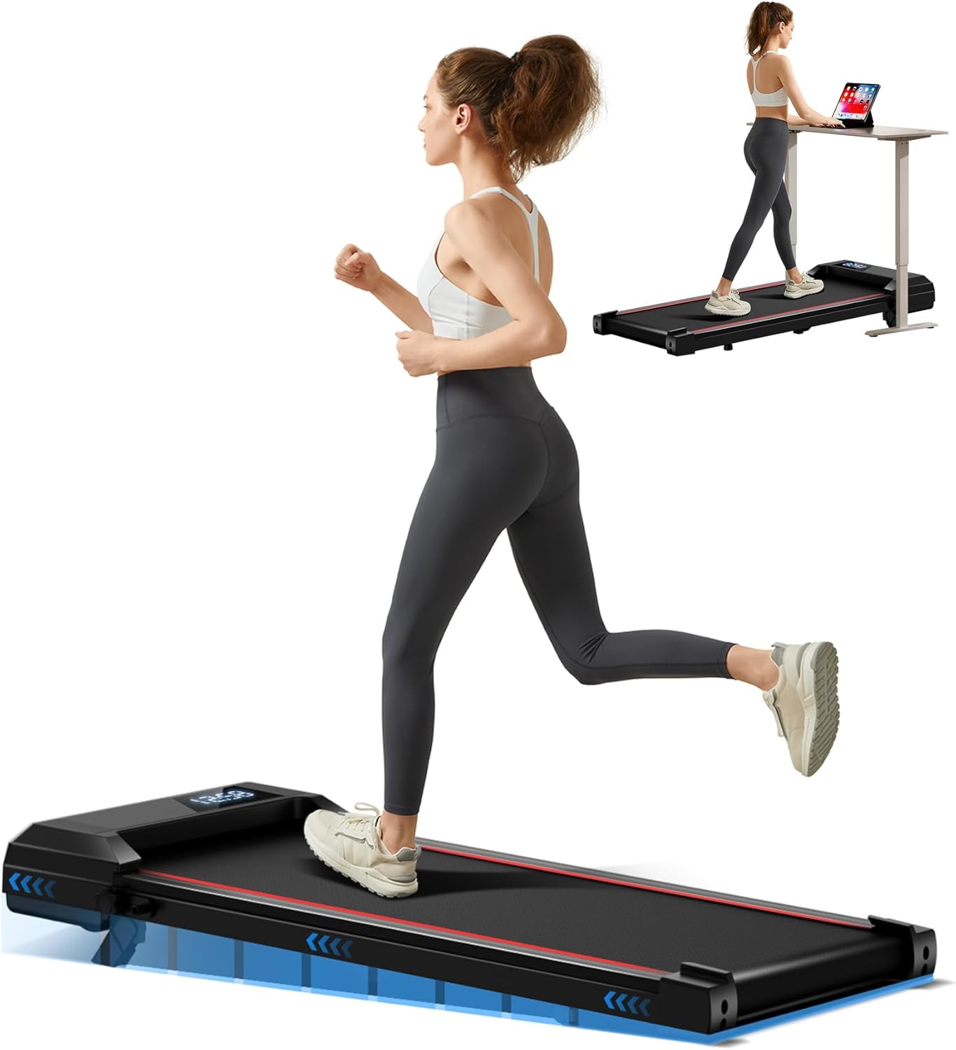 UMAY Walking Pad Treadmill with 9% Incline, Under Desk Treadmill with Diamond Pa...