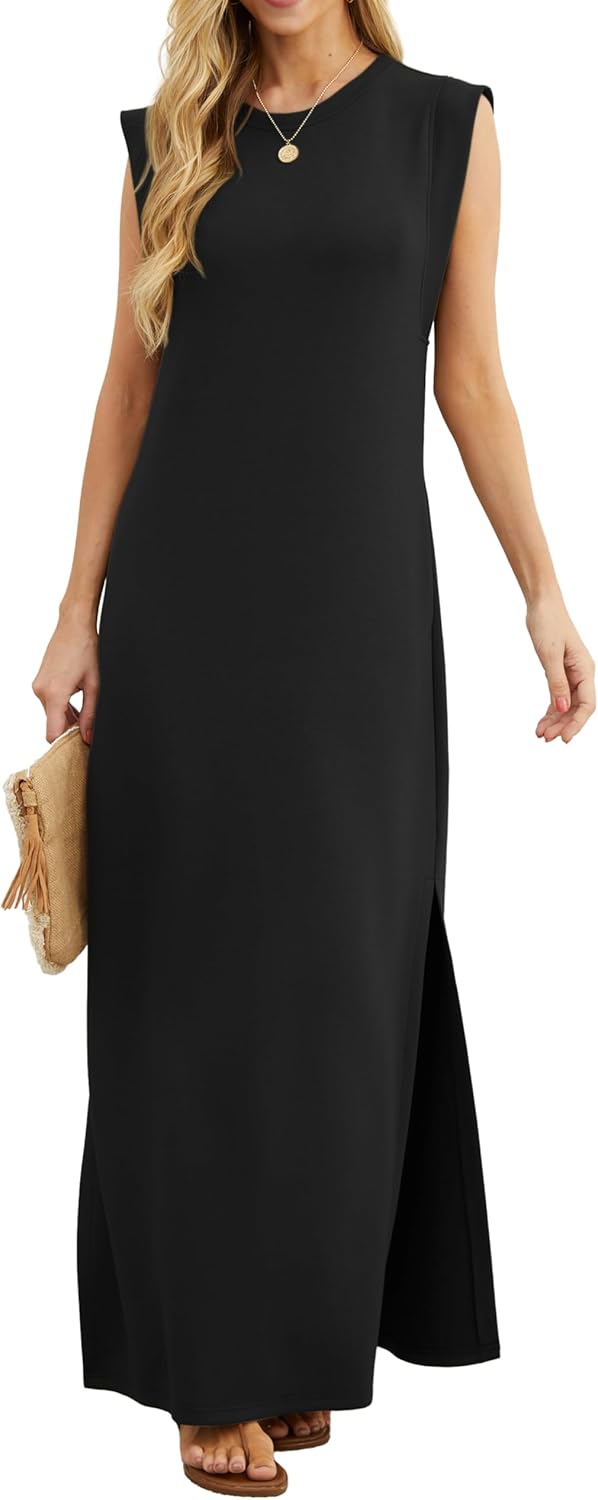 GRECERELLE Womens Summer Maxi Dress Casual Shirt Dresses Elegant Styles Basic Sl...