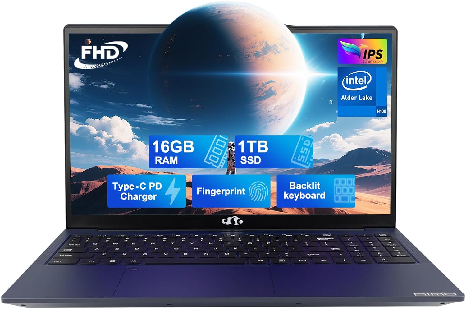 NIMO 15.6 IPS-FHD-Laptop, 16GB RAM 1TB SSD Intel Pentium Quad Core N100, Backlit...