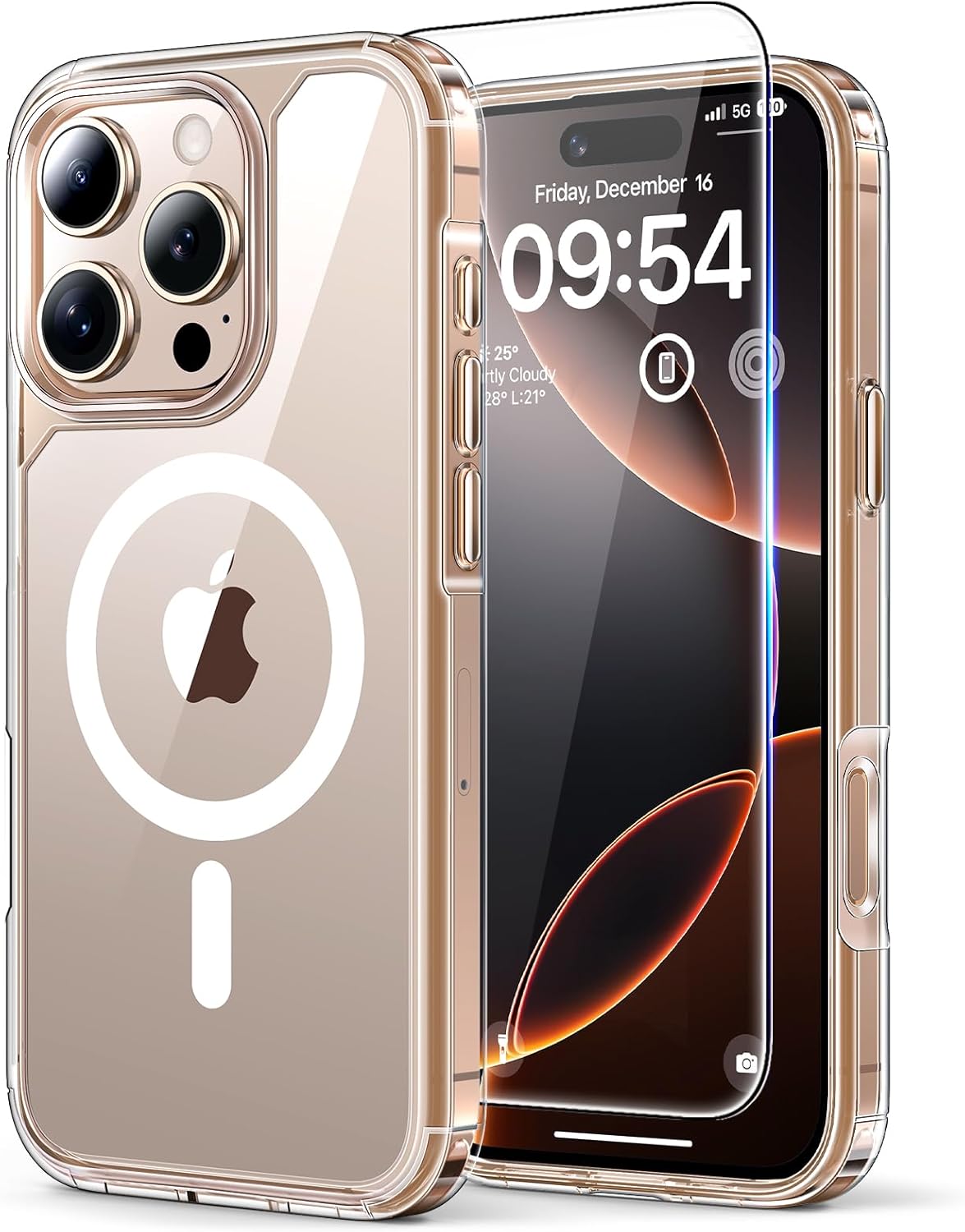 TAURI Magnetic for iPhone 16 Pro Max Case, and HD Screen Protector, [Not-Yellowi...