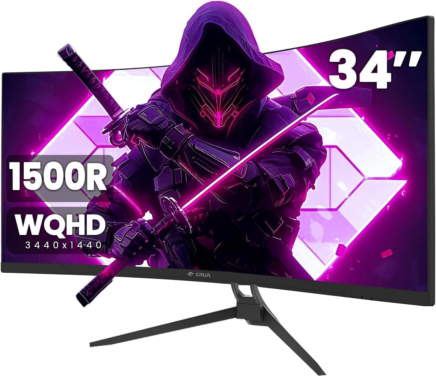 CRUA Gaming Monitor 34-Inch Curved Ultrawide WQHD Monitor 3440 x 1440 R1500 up t...