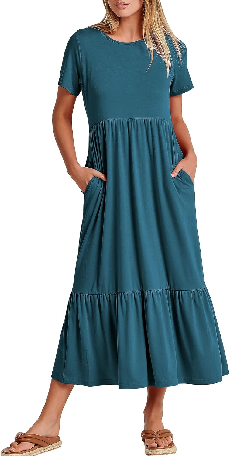 ANRABESS Women's Summer Dress, Special Casual Maxi Dress with A-line Tiered Desi...