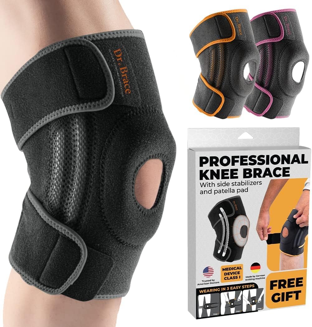 DR. BRACE ELITE Knee Brace with Side Stabilizers & Patella Gel Pads for Maximum...