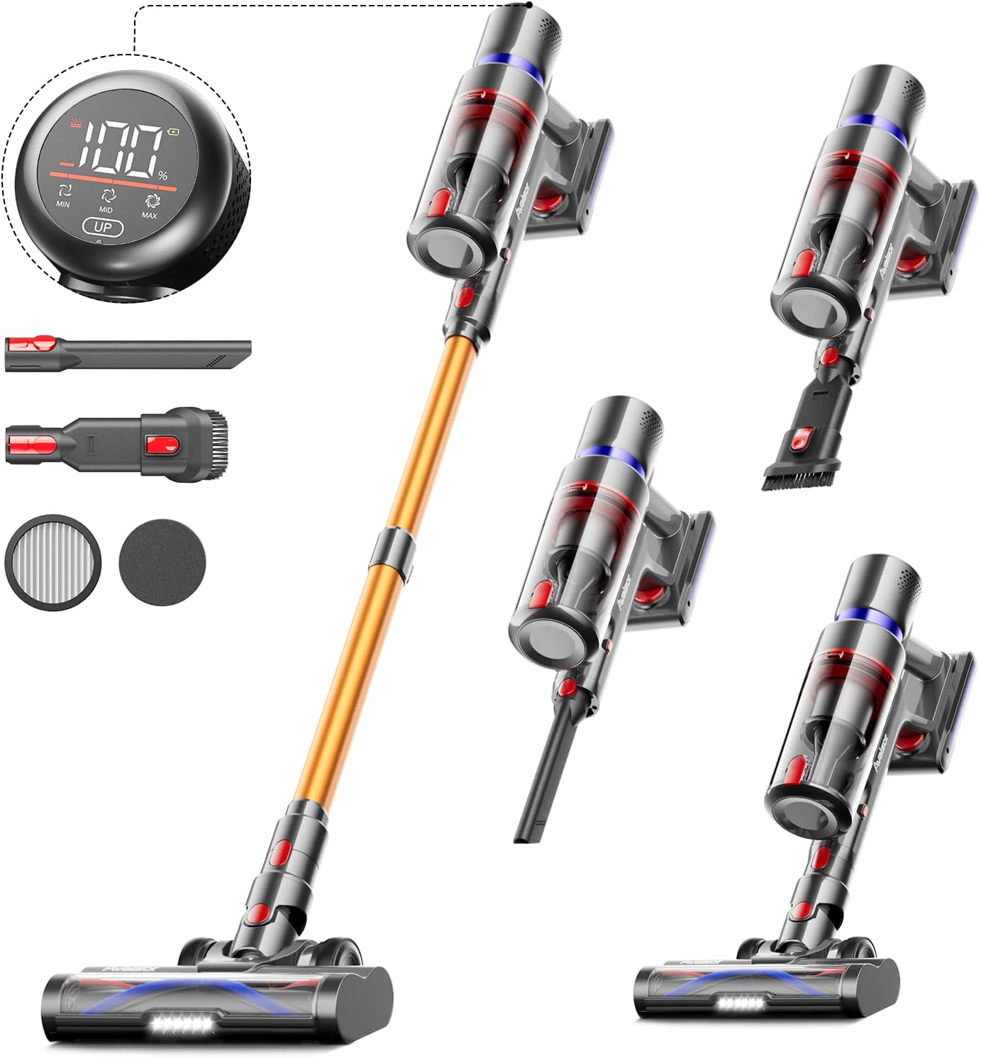 Avalsor Cordless Vacuum Cleaner 550W&45Kpa&65Mins, Stick Vacuum with OLED Smart...