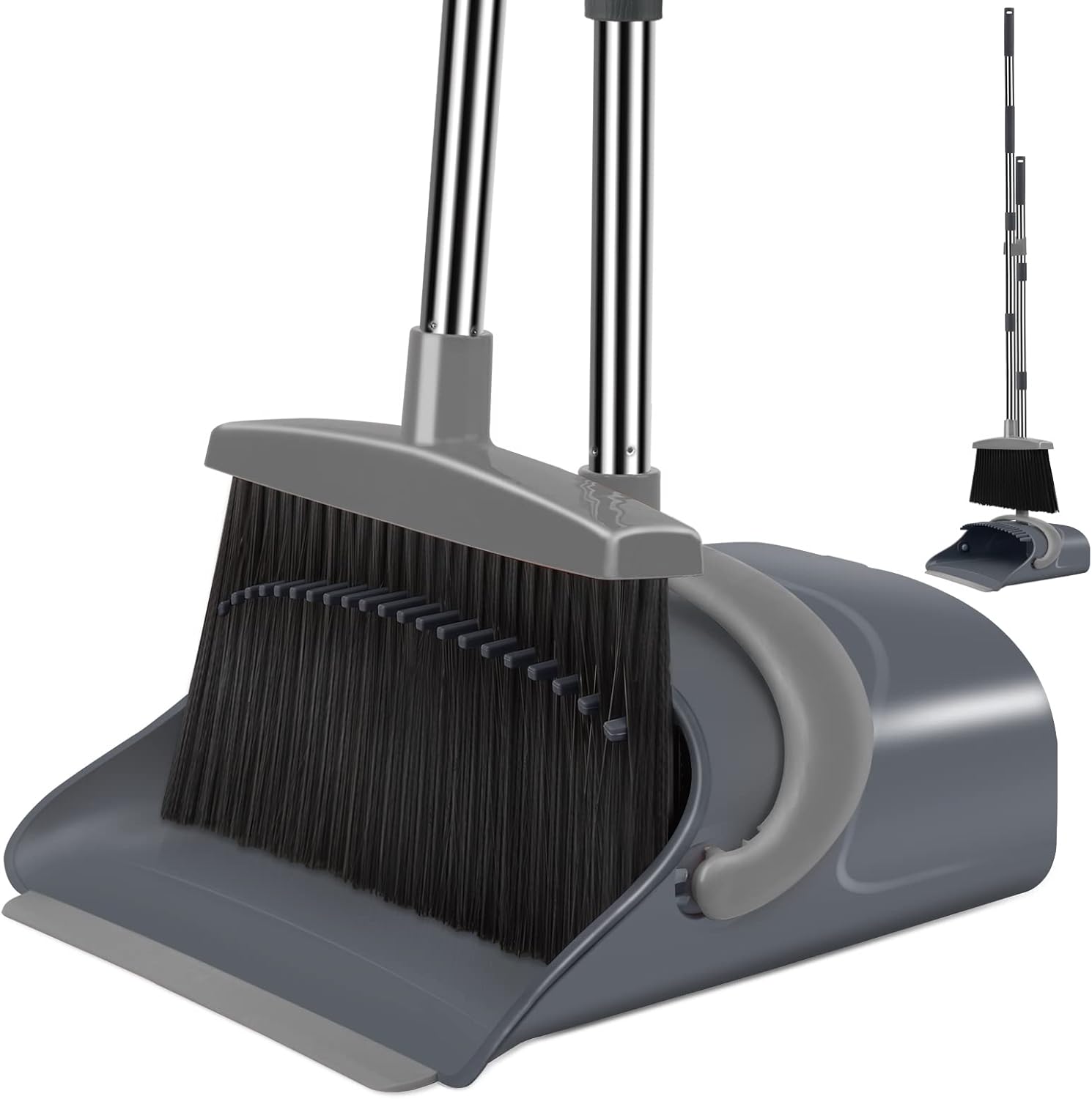 Broom and Dustpan Set, Dust pan with Long Handle, Broom with Dustpan Combo Set,...