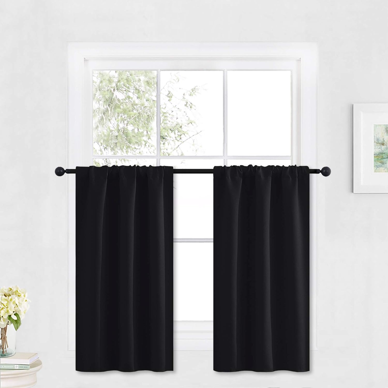 RYB HOME Short Blackout Curtains, Special Room Darkening Drapes for Girls Bedroo...
