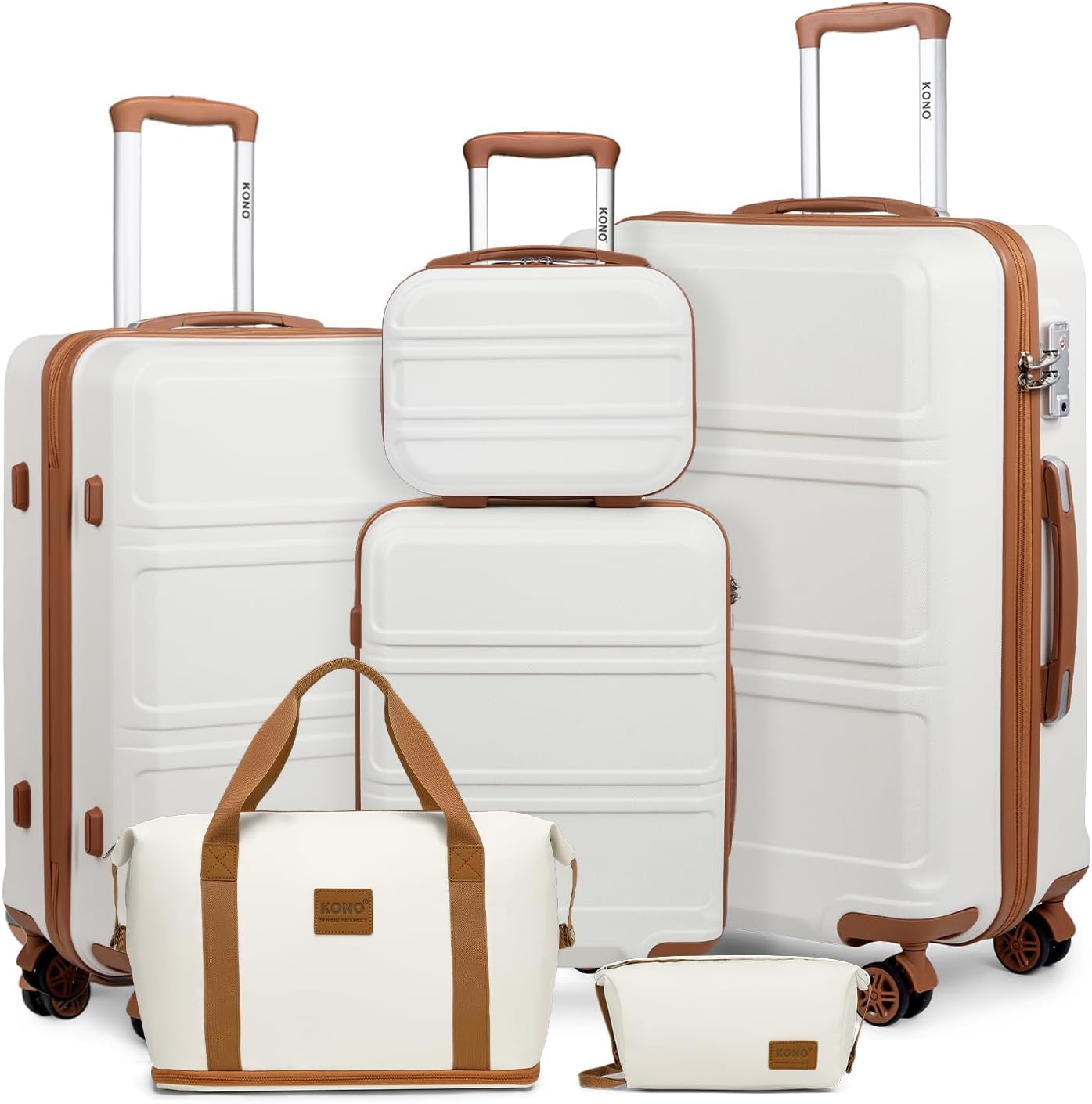 Kono Travel Luggage Sets of 6 Piece Lightweight ABS Hard Shell Trolley Case with...