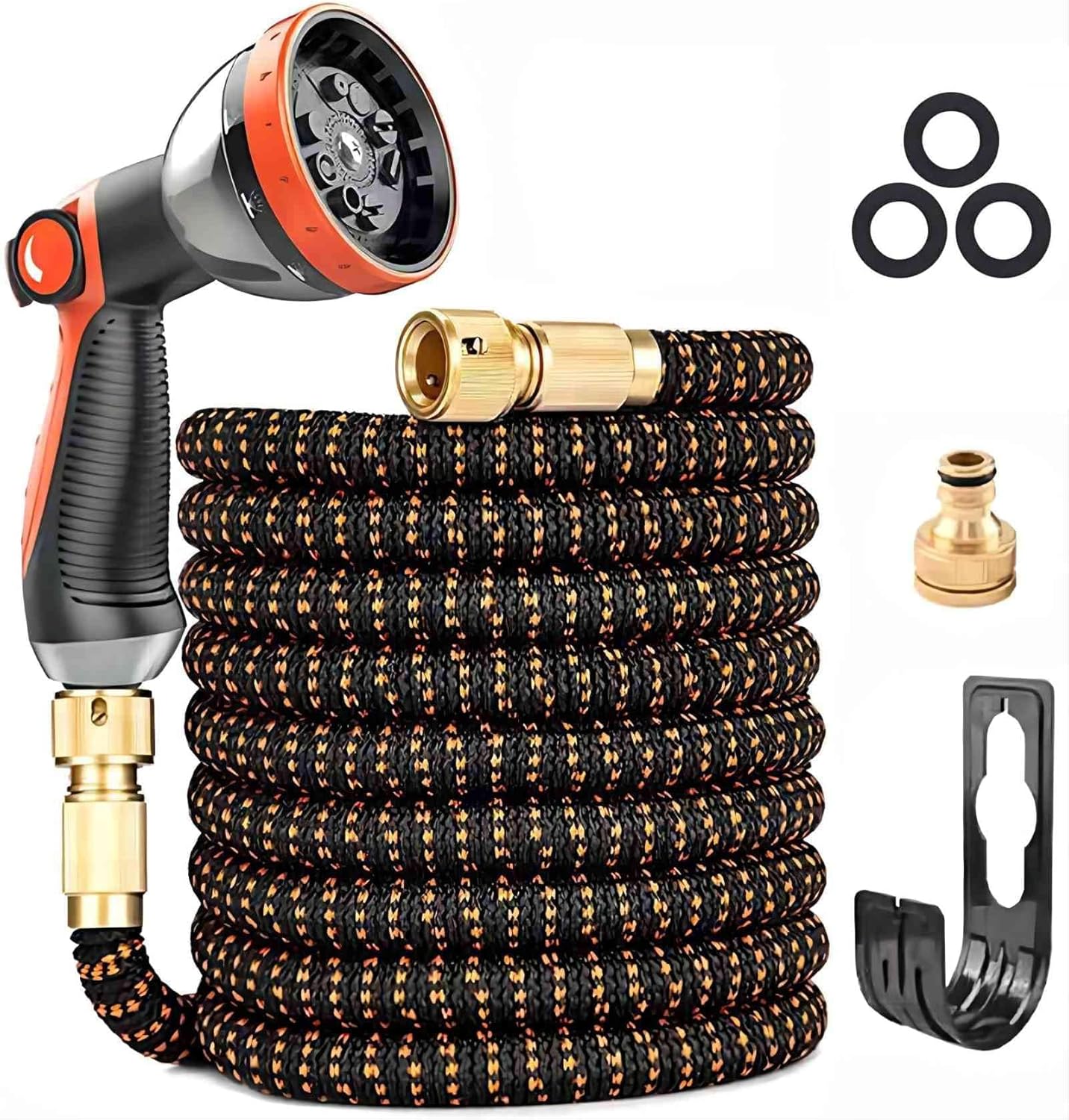Expandable Garden Hose, Upgraded 3-layer latex Hose Pipe, 3/4"&1/2" Metal Connec...
